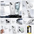 KDM Premium MagSafe Anti-Yellow Crystal Clear Case for iPhone 15 | Shockproof Transparent Back Cover