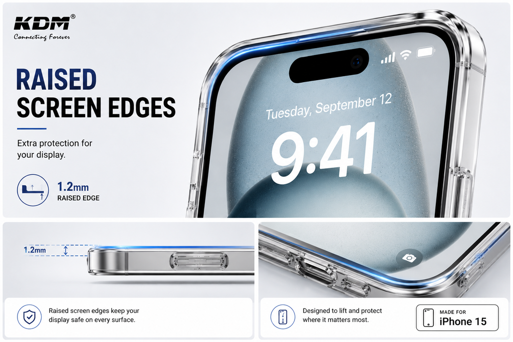 KDM Premium MagSafe Anti-Yellow Crystal Clear Case for iPhone 15 | Shockproof Transparent Back Cover